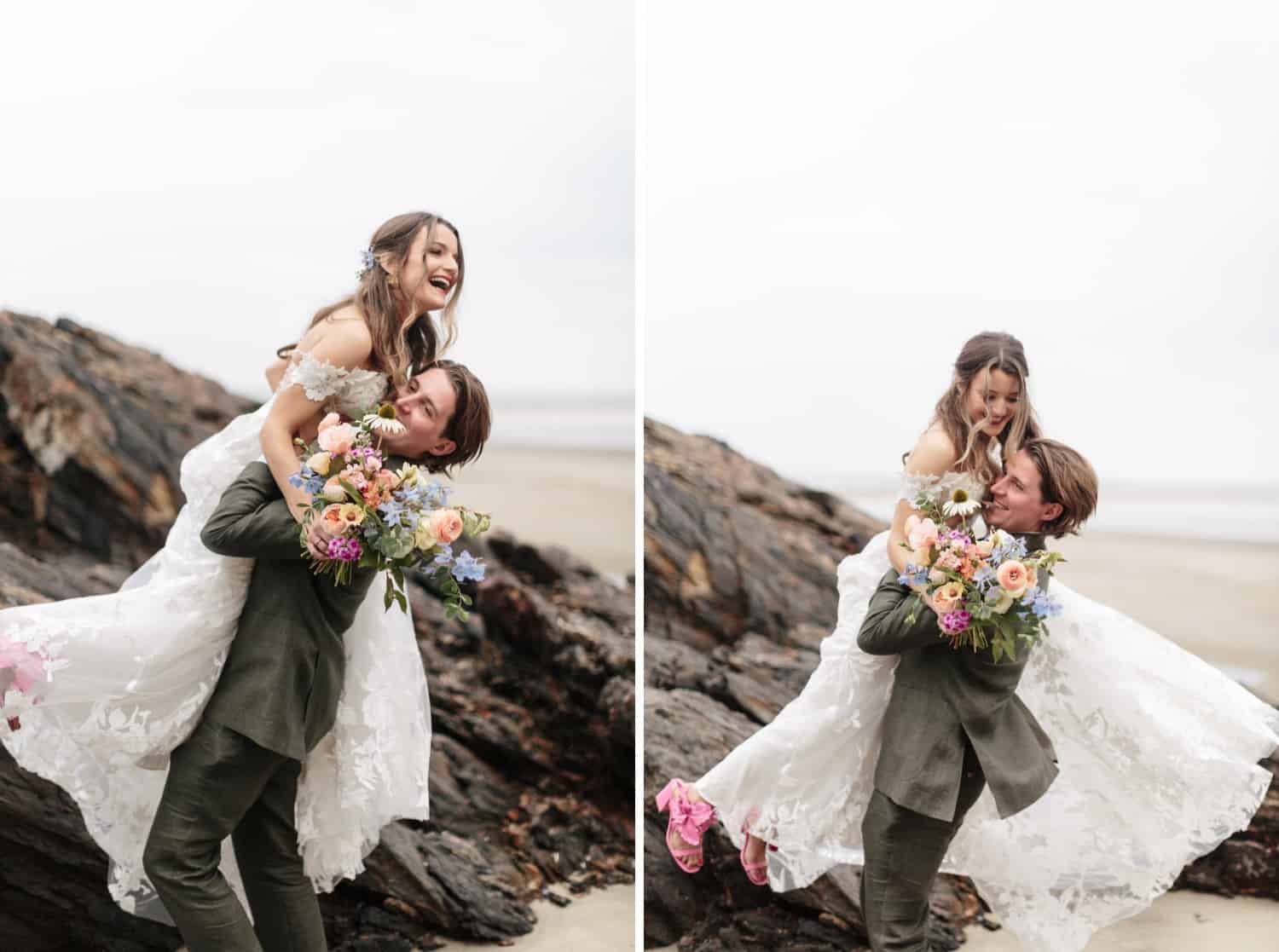 Mid-coast Maine wedding at Small Point Club. Film Wedding Photography by Maine Wedding Photographers the Light and Color.