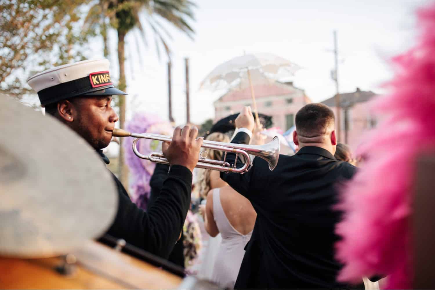 New Orleans Wedding Photographers - Second line parade at Race and Religious Wedding