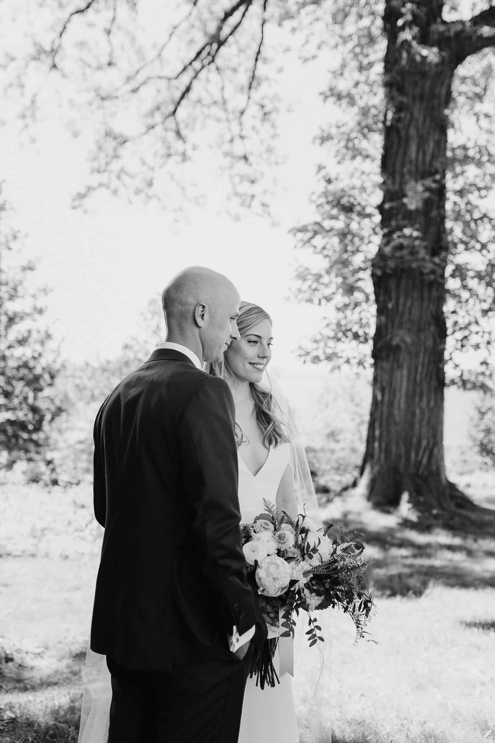 Bride and Groom portraits at Shelburne Farms wedding | Vermont Wedding Photographers - The Light + Color Wedding Photography