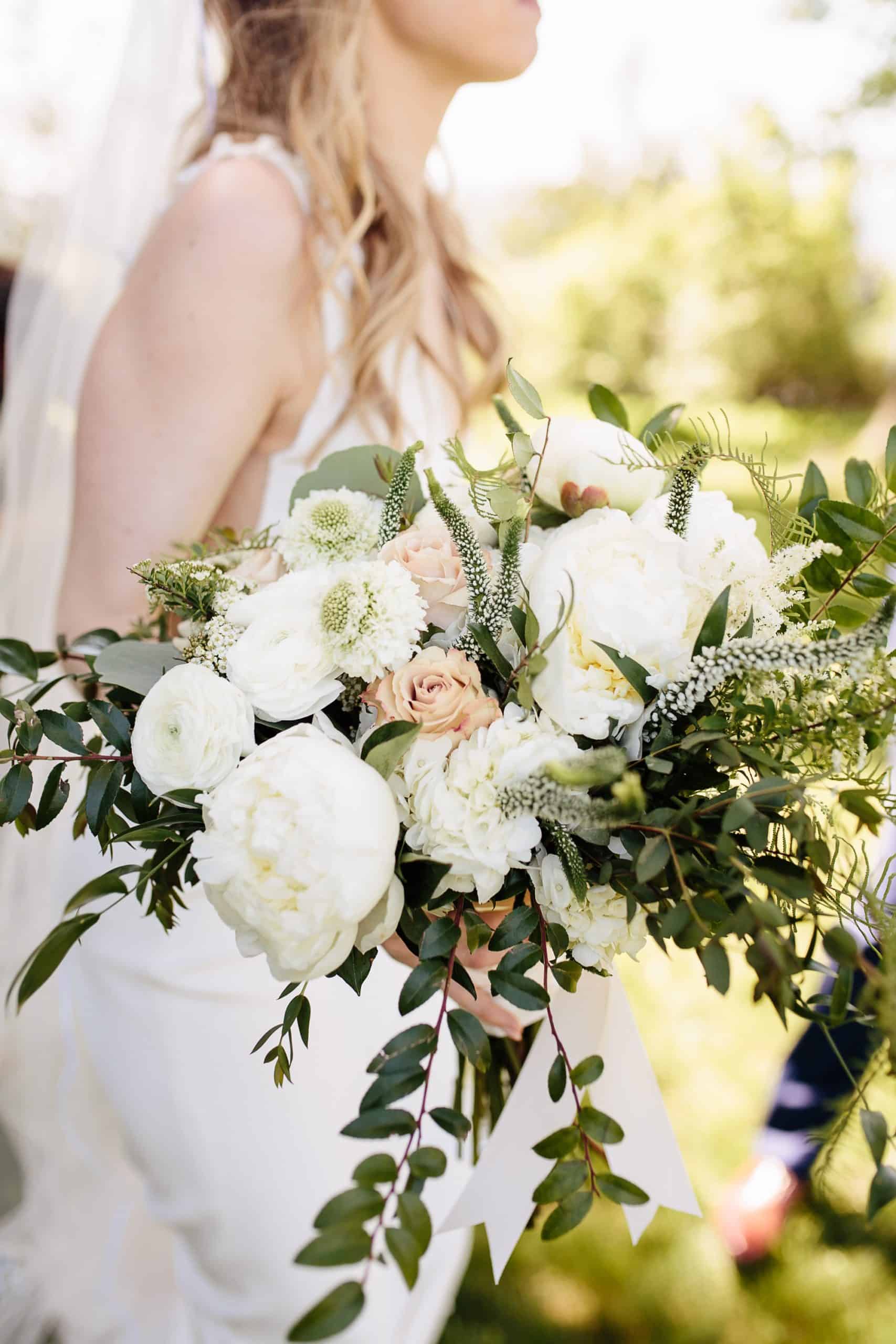Bridal bouquet by A School House Garden at Shelburne Farms wedding | Vermont Wedding Photographers - The Light + Color Wedding Photography