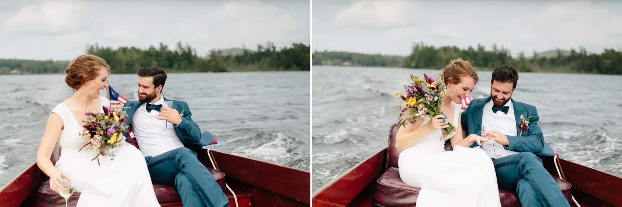 bride and groom portraits at Adirondack wedding on Upper Saint Regis - Wedding Photographers Adirondacks - The Light + Color