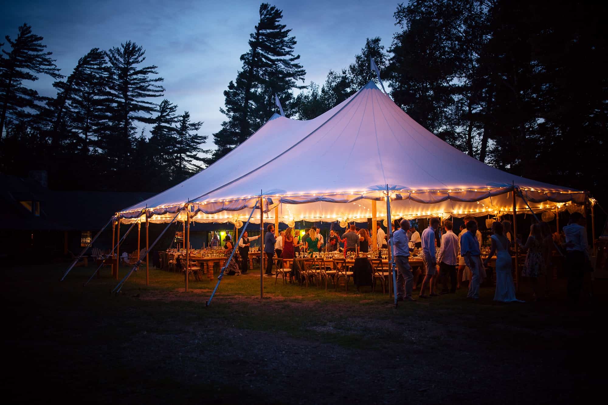 Wedding tent on Upper Saint Regis - Adirondack Wedding Photography