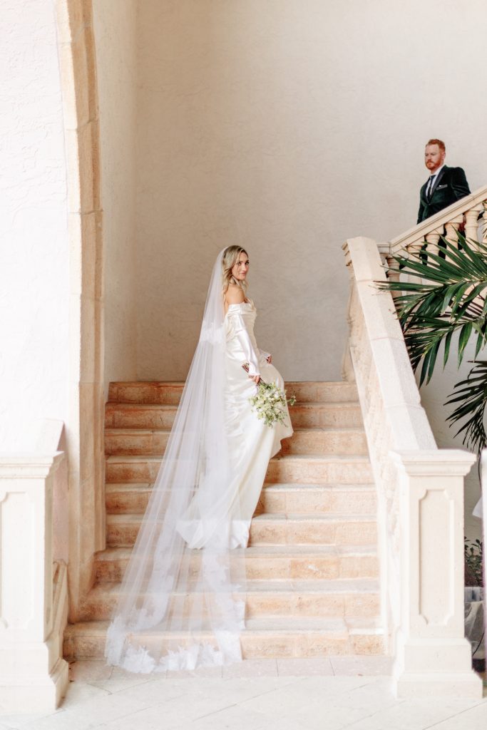 Bride and groom portrait on stairs at The Boca Raton wedding