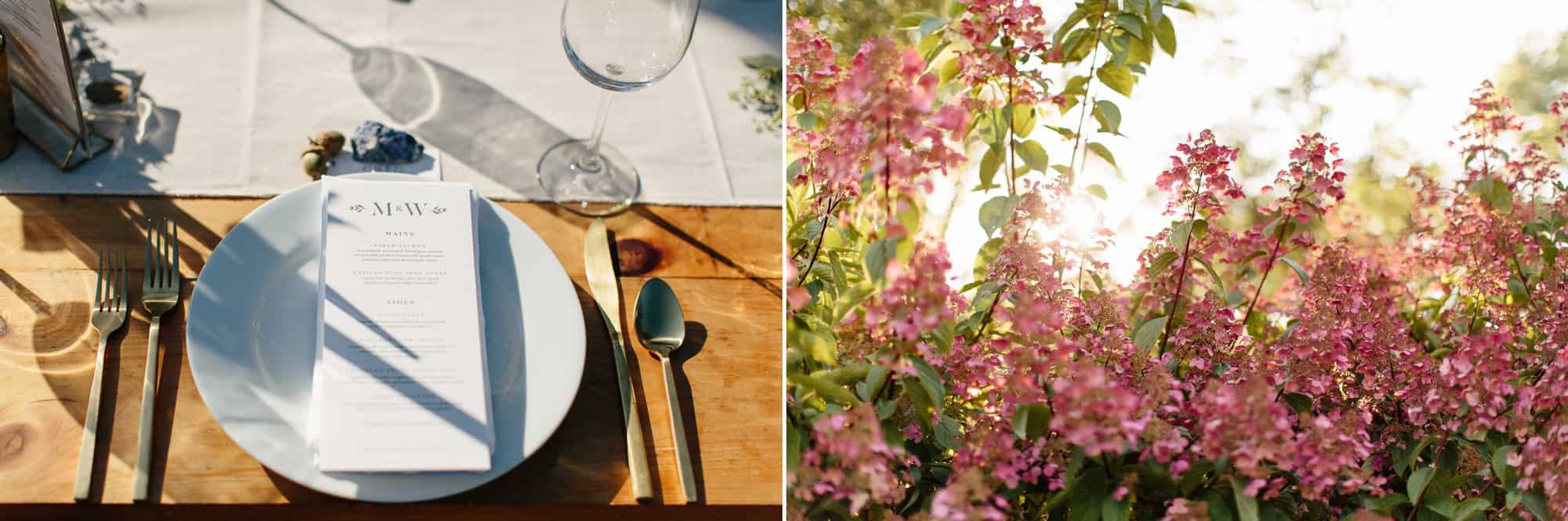 al fresco table settings at M&D farm wedding capture by upstate new york wedding photographers The Light and Color