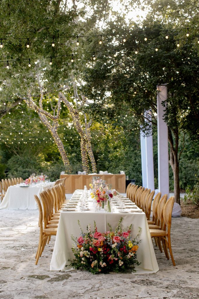 Al fresco dinner at Deering Estate wedding
