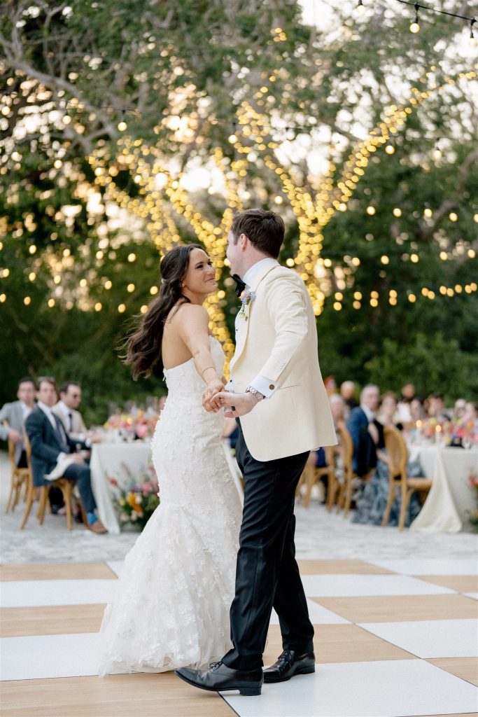 Bride and groom share first dance at Deering Estate wedding