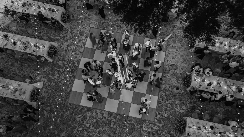 dance floor from above at Deering Estate Wedding